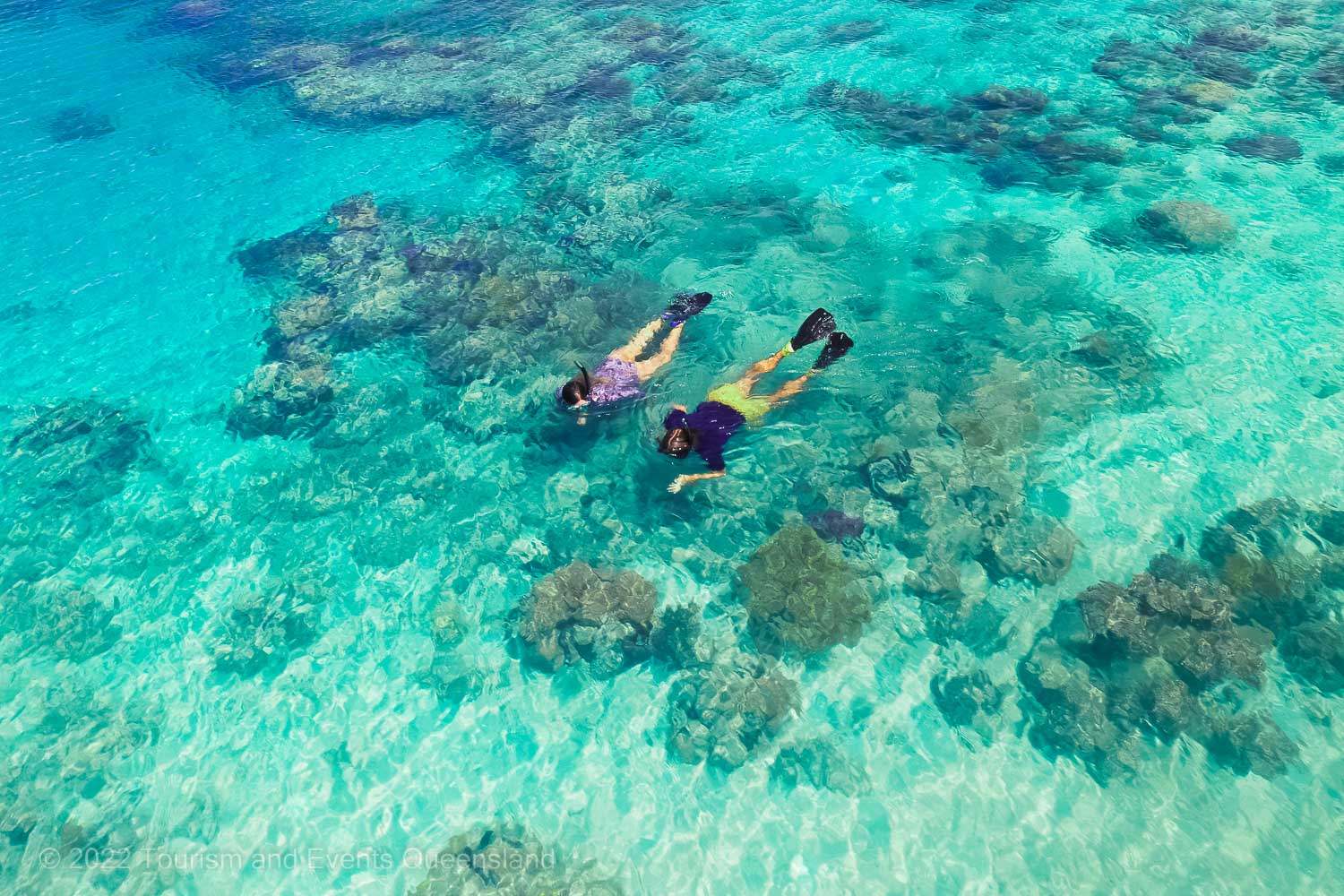Snorkelers swimming over coral reef  – Australia - © Tourism and Events Queensland