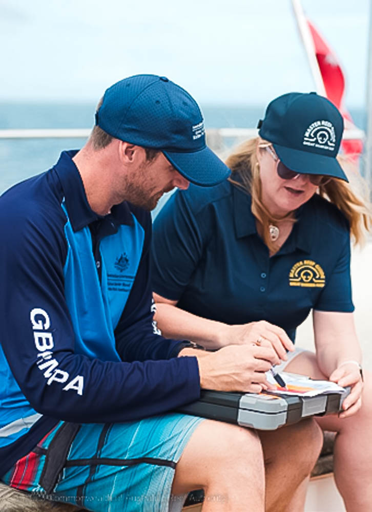 Reef Authority staff out in the field working on the Great Barrier Reef, Queensland, Australia