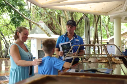Quicksilver manager Phil Coulthard engaging with Green Island visitors. 